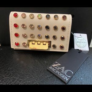 ZAC Zac Posen Earthette Card Case W/Chain Ivory